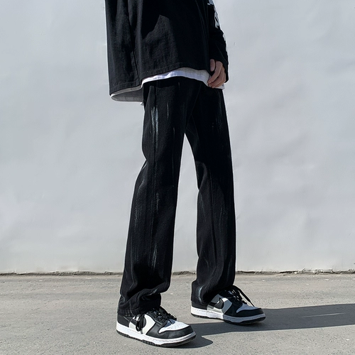 Черные джинсы, летние штаны для отдыха, свободный прямой крой, в американском стиле