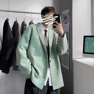 Casual suit men's Korean version of the trend Joker loose Hong Kong style ins handsome jacket large size British small suit jacket
