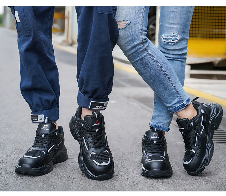 Fashionable labor protection shoes for women, lightweight, winter breathable, deodorant, soft sole, anti-smash and anti-stab, men's steel head with steel plate for work