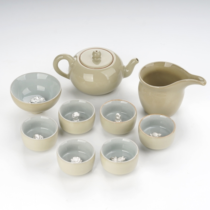 Kung fu tea cup set home sitting room glass, I and contracted creative ceramic cup with a complete set of tea cups