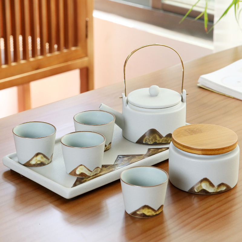Japanese tea set suit household contracted a complete set of kung fu tea exchanger with the ceramics tureen cup teapot tea tray was gift boxes