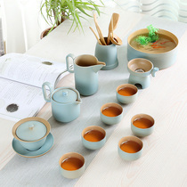 Japanese Kung Fu tea set Full set of tea plates Household simple ceramic teacup Teapot coarse pottery Modern office living room