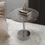 Итальянский журнальный столик с хрусталем CC, минималистичный, светлый, роскошный дизайнерский, креативный, для виллы, гостиной, для маленькой квартиры, мраморный круглый журнальный столик