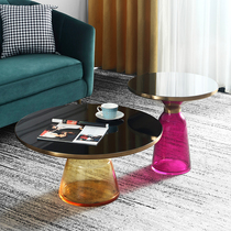 Nordic tempered glass bell coffee table living room personality creative round modern simple light luxury ins Wind small coffee table