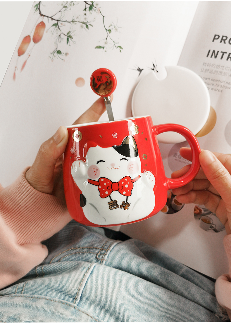 During the valentine 's day gift lovely plutus cat ceramic coffee cup creative cup getting mark cup with a spoon