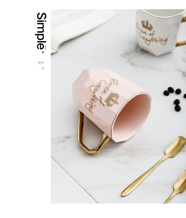 Keller Ins northern wind lovers a creative ceramic coffee cup spoon contracted household drinking cup with cover