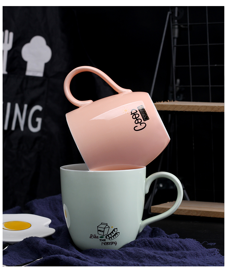 Couples cup, lovely ceramic cups with cover spoon keller creative move trend cup home breakfast coffee cup