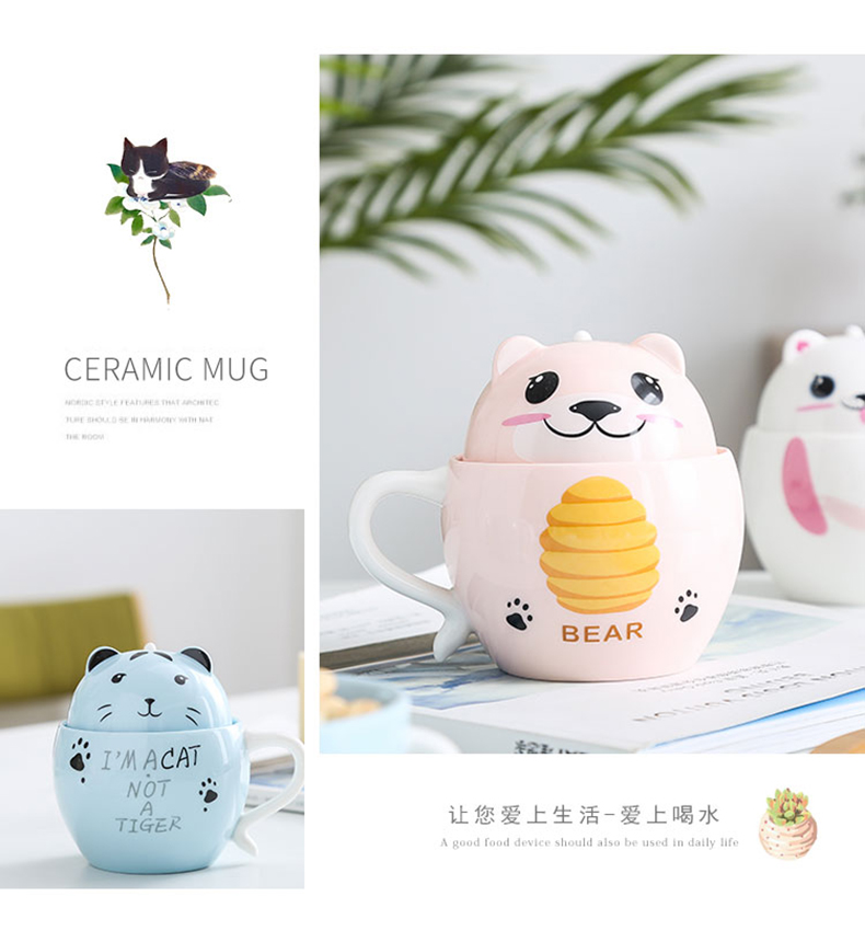 Creative cup express cat cup girl move ceramic cup large capacity picking cups trend of milk coffee cup