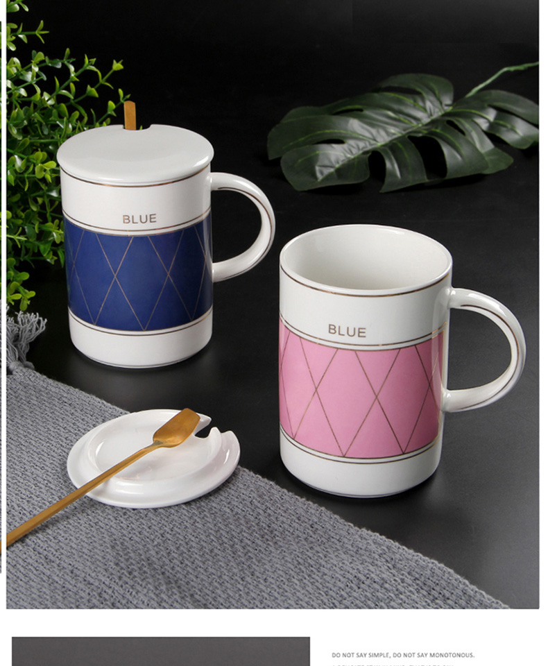 Contracted mark cup northern wind ceramic cups of coffee cup with cover household glass one, run out of the office