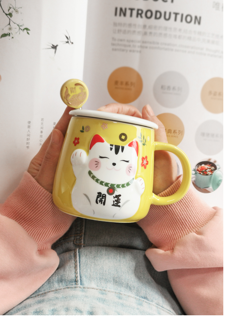 During the valentine 's day gift lovely plutus cat ceramic coffee cup creative cup getting mark cup with a spoon