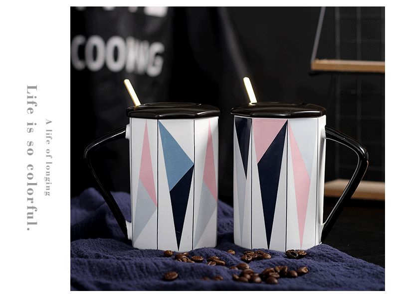 Creative ceramic keller cup one simple office coffee milk for breakfast ins cup with a spoon