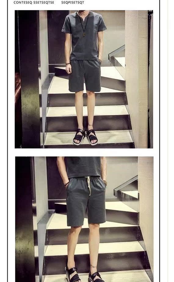 Áo thun ngắn tay bằng vải thun nam phù hợp với mùa hè nam cộng với phân bón XL cotton giản dị quần short người béo quần đi biển 5xl quần áo thời trang