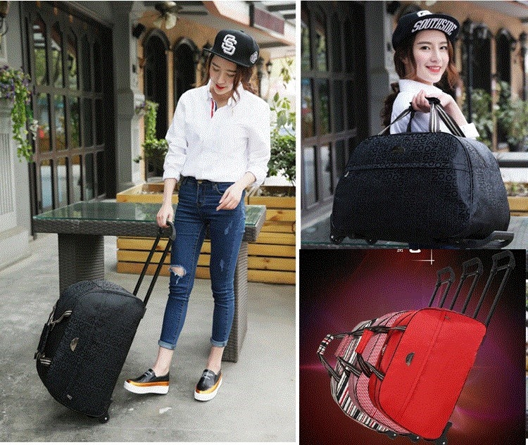 Nâng hạ sử dụng kép xe đẩy túi xe đẩy trường hợp thủy triều nam và nữ duffel túi xách tay kéo túi hành lý mẫu túi du lịch đẹp