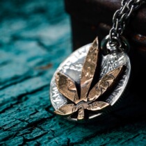 Double Sword Hebi North Works Antique Silver Coin Copper Coin Hemp Leaf Totem Necklace Set