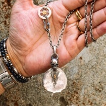 Japan Artisanal (FATE CO) Special Edition 18K Gold Lightning Skull Silver Coin Pendant