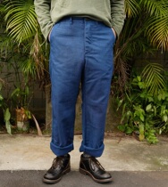  Brand new American-made Dr Collectors Blue dyed thorn hems spliced high waist wide leg casual pants