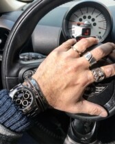 Historical imprint North Works super thick double silver coin special N-501 Morgan silver coin ring