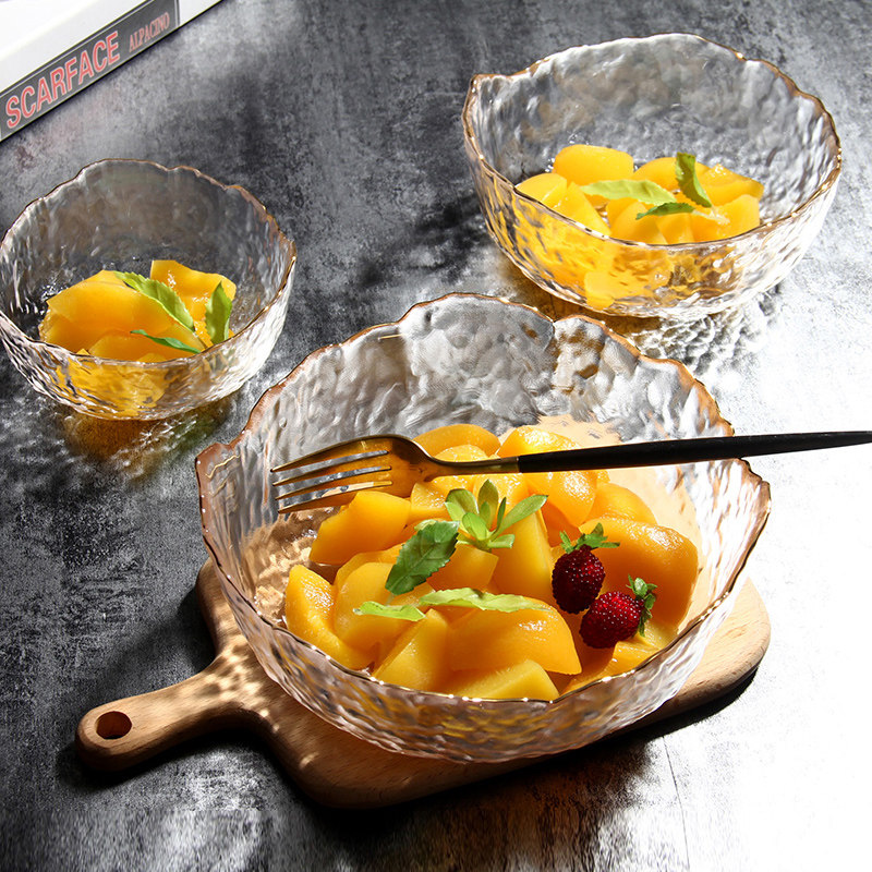 Japan-style Hammering Phnom Penh Glass Bowl Salad Bowl DISH SUIT HOME FRUIT PAN CREATIVE NORDIC WIND CUTLERY SWEET BOWL