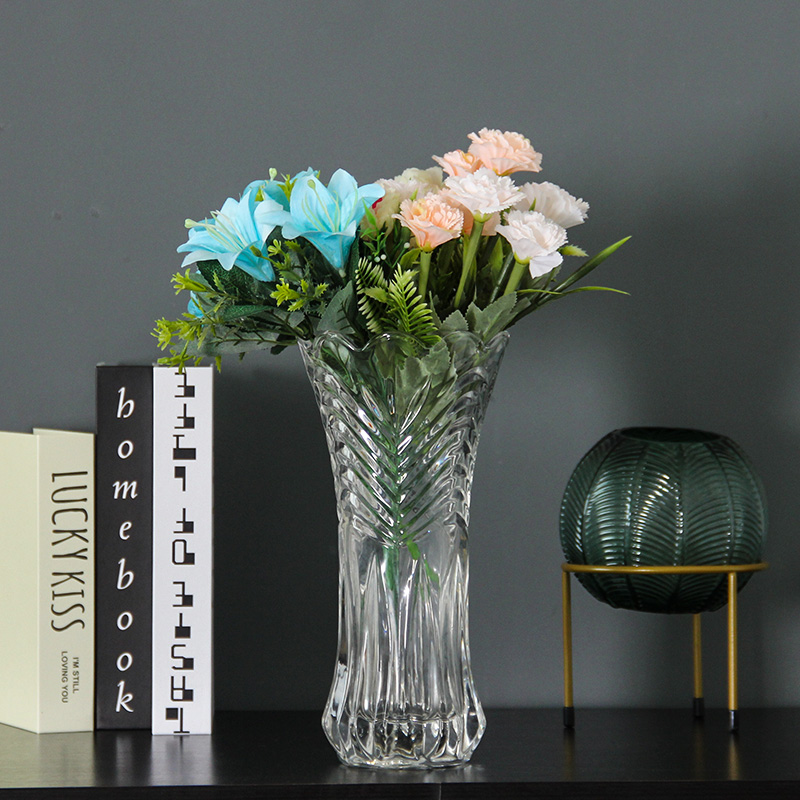 Rich Bamboo Lily Flower Glass Vase Water Bamboo Dried Flower