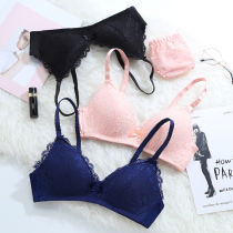 Lingerie suit women without steel ring gathered on small chest to collect auxiliary milk anti-sagging girl sexy lace thin bra