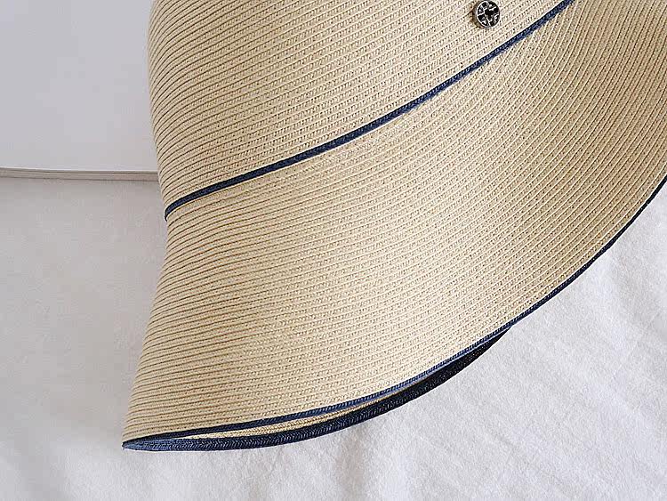 Japanese-style simple fisherman's hat, women's summer basin hat, foldable, elegant and casual, beach travel hat, sunshade hat, trendy detail image 12