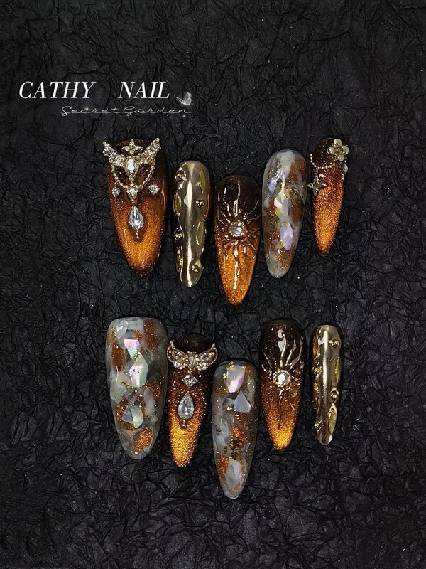 Autumn and Winter Maple Leaf Color Maillard Buccellati Exotic Princess Elegant Mature Look Nail Art Press-On Nails Autumn and Winter Maple Leaf Color Maillard Buccellati Exotic Princess Elegant Mature Look Nail Art Press-On Nails