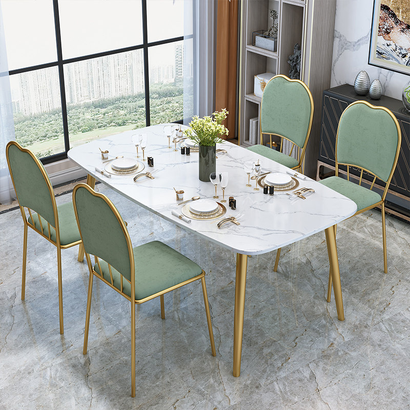 Nordic marble dining table rectangular household small apartment dining table light luxury simple 4-person dining table and chair combination