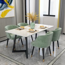 Light luxury marble dining table and chair combination postmodern simple rectangular dining table Nordic dining table Household small apartment