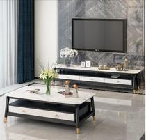 Nordic marble TV cabinet coffee table combination set Modern simple small apartment living room bedroom light luxury style furniture