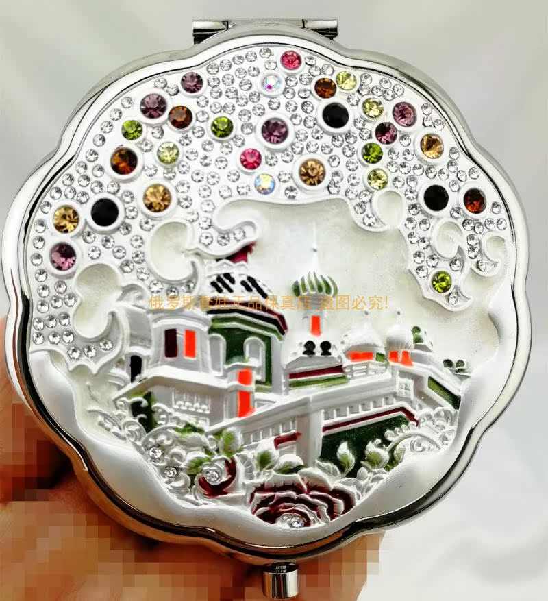 Russian Castle Small Mirror Bifacial Folds Fold House Mirror Lady High Gear Gift Gift Gift Box Dress New