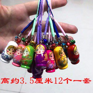Russian set of dolls keychain mobile phone Hanging Rope Key Buttons Linden Wood Pure Handmade Paintings Very Delicate Children Small Gifts