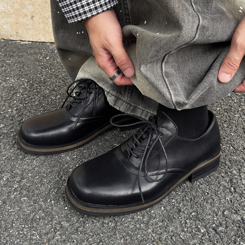 Two-Point Romantic New Cleanfit Square-Toe Derby Shoes for Men and Women, Fashionable Casual Gentleman Wedding Loafers, Small Leather Shoes
