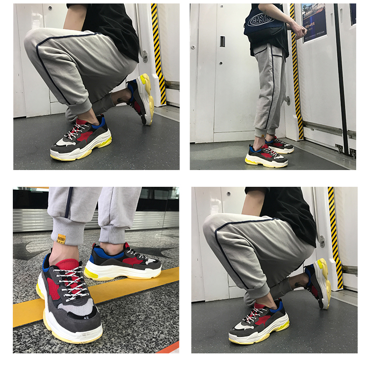 Giày siêu lửa lưới màu đỏ phần dày làm tăng giày thể thao giày sneaker tăng chiều cao nam