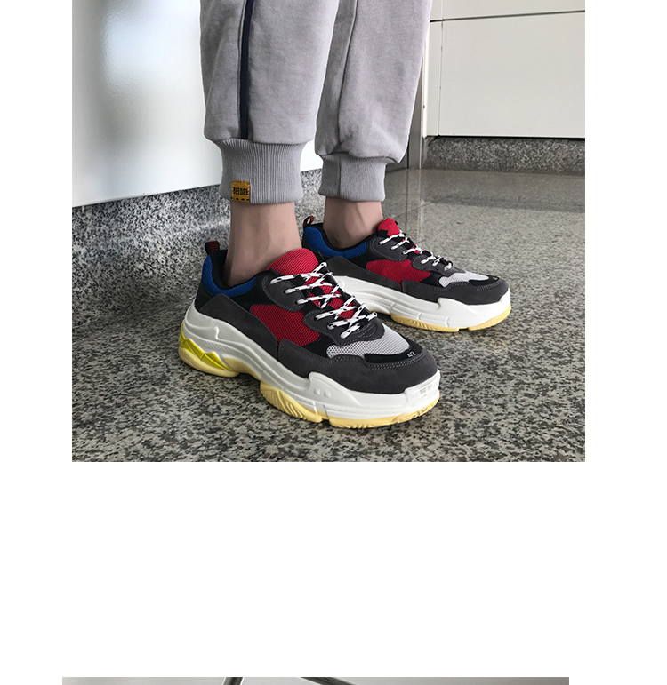 Giày siêu lửa lưới màu đỏ phần dày làm tăng giày thể thao giày sneaker tăng chiều cao nam