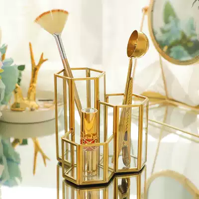 Net red ins Wind glass pen holder cosmetic brush bucket eyebrow brush brush brush comb stationery combination European pen holder combination