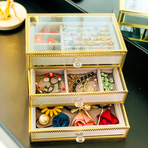Nordic glass jewelry box Hand jewelry storage Princess necklace earrings Earrings Clip pendant ring finishing shelf