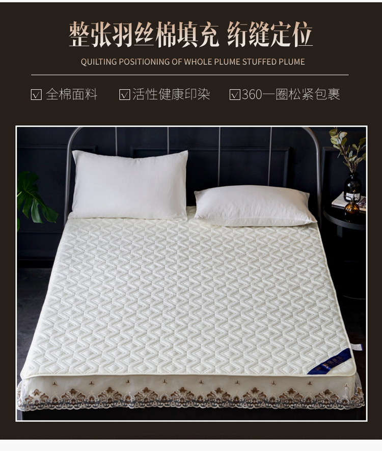 Cotton kháng khuẩn giường một mảnh đệm bông Simmons bảo vệ bìa ren bông giường bìa mỏng màu nâu đệm bìa Ga phủ giường