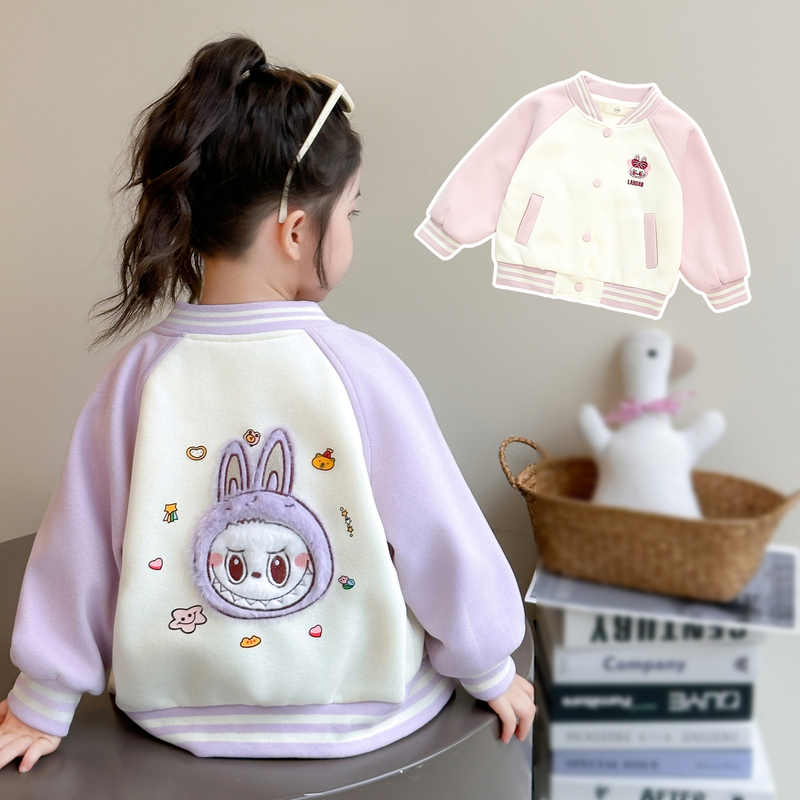 Girls' Baseball Jacket Spring and Autumn 2026 New Stylish Trendy Baby Girl Internet Celebrity Fabric Jacket Trendy