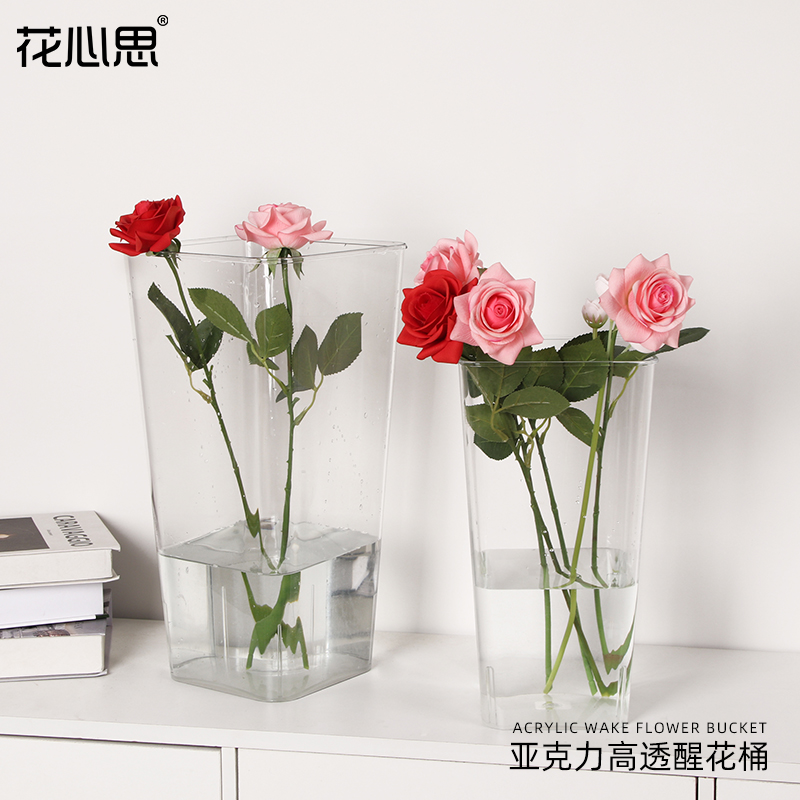 Spend your mind transparent acrylic waking flower bucket plastic home florist special flower raising bubble flower arrangement supplies