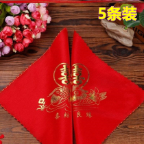 Pure cotton little towel red wedding handkerchief hipa square for wedding square mansion banquet back salute handkerchief