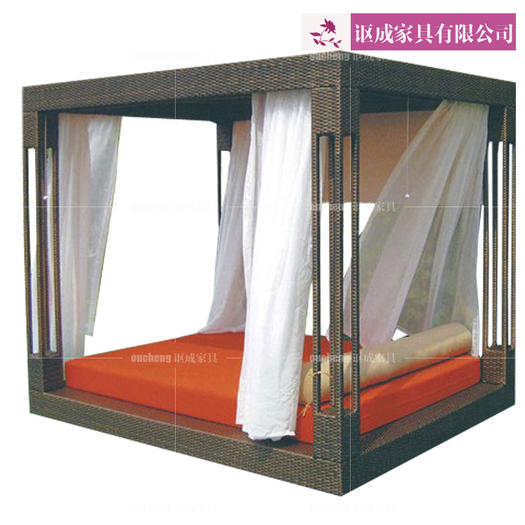 Sân ngoài trời giường spa spa khách sạn ngoài trời mây ngoài trời mây giải trí đồ nội thất mây nghệ thuật sáng tạo giường - Bàn ghế ngoài trời / sân bàn ghế nhôm đúc ngoài trời