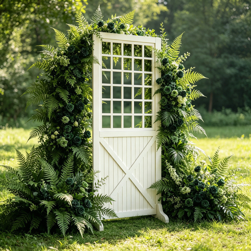 American Country-Style Barn Door Made of Pure Solid Wood for Garden Courtyard, Solid Wood Trellis, Bedroom Partition, White Lattice Door Panel American Country-Style Barn Door Made of Pure Solid Wood for Garden Courtyard, Solid Wood Trellis, Bedroom Partition, White Lattice Door Panel