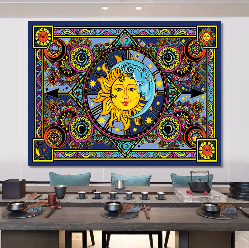 Sun God Tapestry Indian Tapestry Ethnic Wind Background Cloth Wall Blanket Bedroom Dorm Wall Decorated Canvas Beach Towels