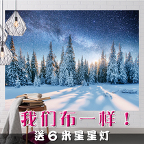 Starry Sky dense forest background wall Net red hanging cloth room layout Wall cloth Nordic girl heart room layout background cloth