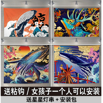 Japanese Ukiyo-e background cloth ins hanging cloth dormitory bedside renovation decorative tapestry set room girl style bedroom