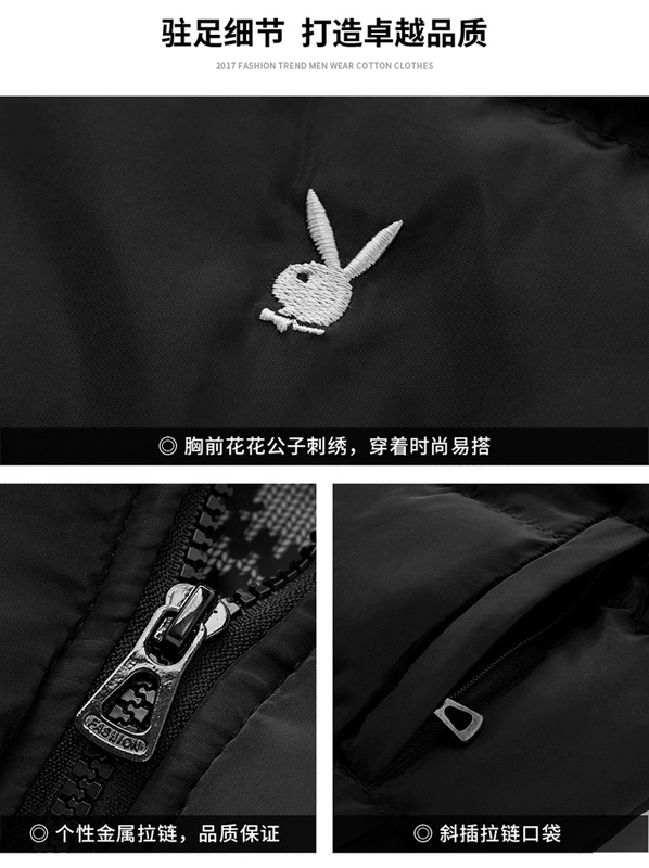 Mùa thu đông Playboy xuống cotton vest nam phiên bản Hàn Quốc của vest ấm áp vest dày áo khoác bánh mì áo khoác áo ba lỗ tanktop nam
