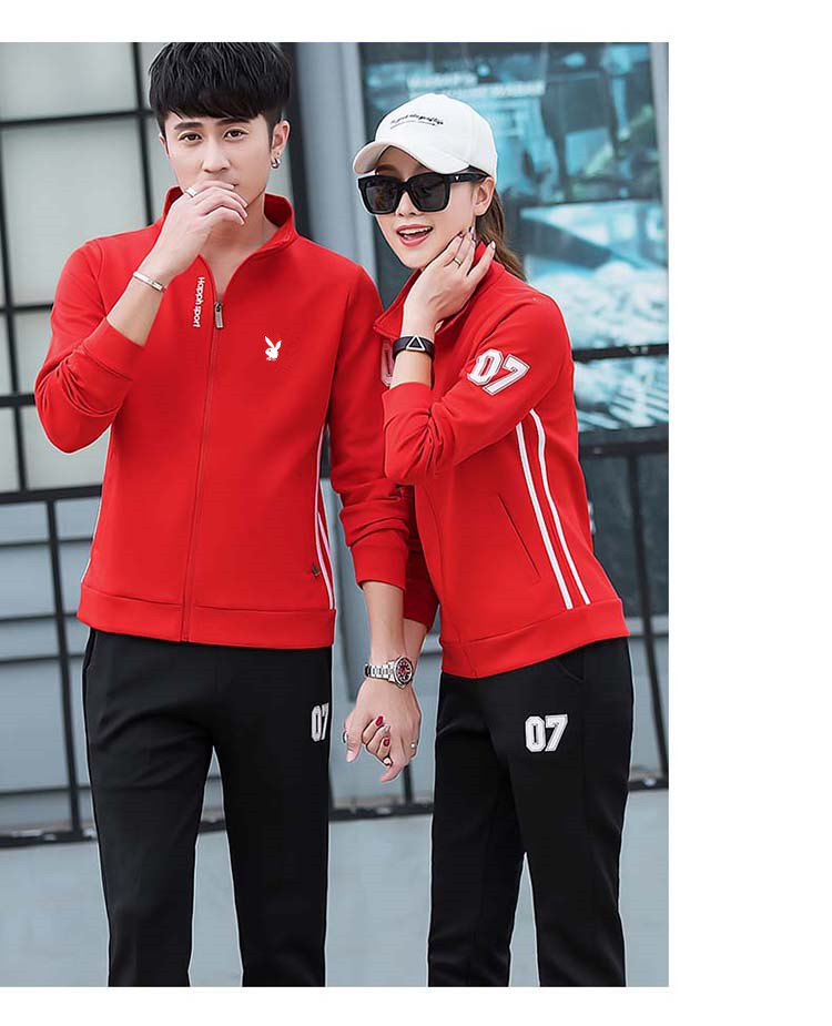 Mùa xuân và mùa thu mới chơi thể thao và giải trí phù hợp với thời trang cặp đôi quần áo nam và nữ cardigan cộng với nhung hai mảnh quần sooc