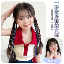 Childrens fake hair braid haircut colorful sweet and cool horsetail boxing braid card y2k millennial hot girl choreography and hair dressing