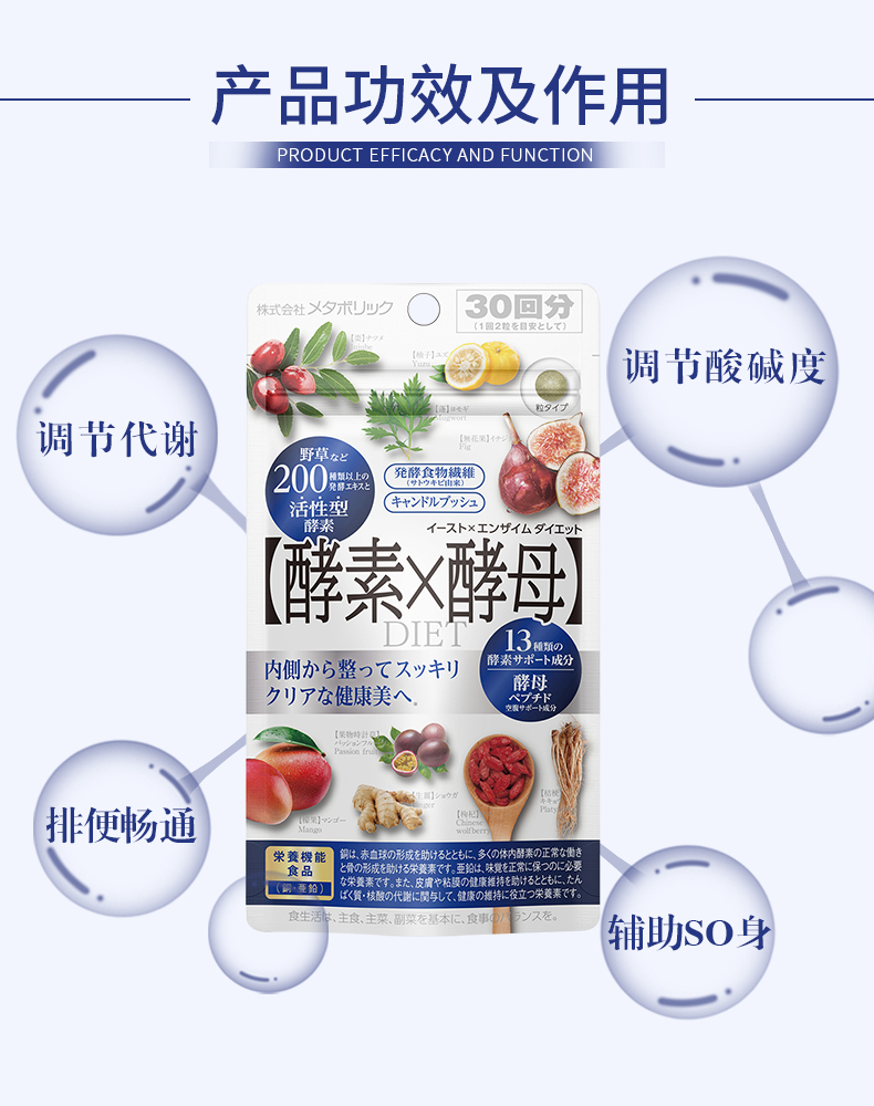 日本销量第一减肥产品 Metabolic 天然植物果蔬复合分解孝素片 60粒 图3