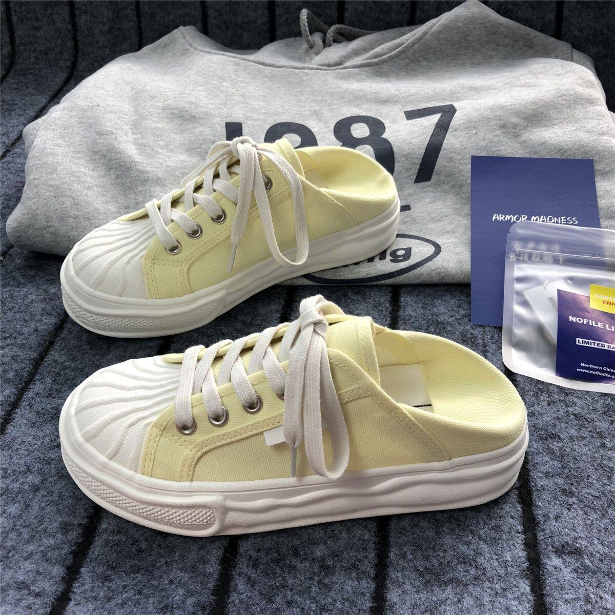 Small white shoes women's shoes 2021 summer new ins students dissolve shell head skateboard shoes dad shoes sneakers